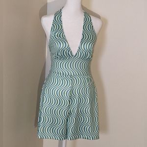 Green Chevron Pattern Halter Shorts Jumpsuit - NWT Size S